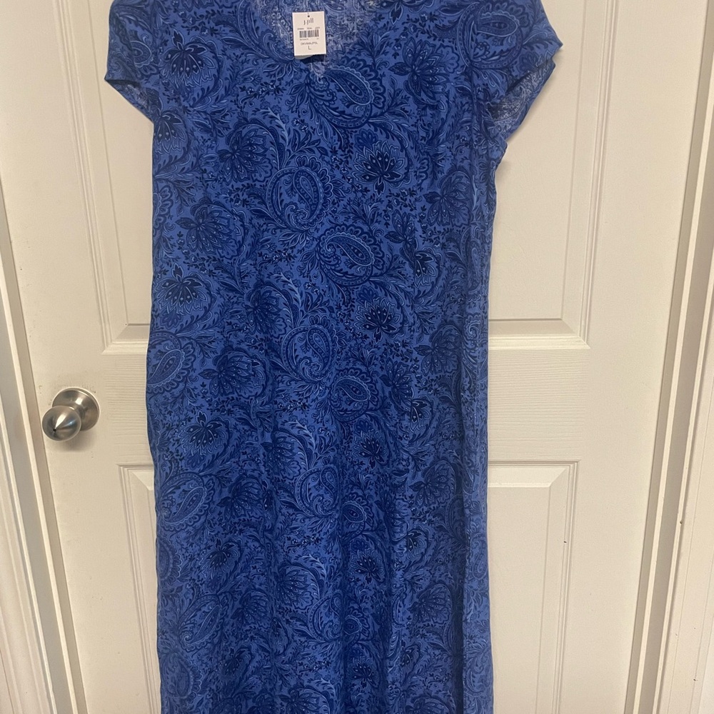 J. Jill Linen Blue Floral Paisley Casual Women’s Dress-L